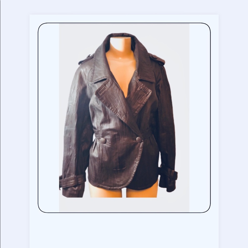 LANE BRYANT LEATHER BROWN JACKET SZ 14/16